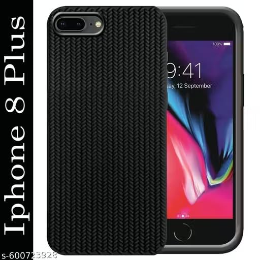 Image of Compatible with iPhone 7 Plus /8 Plus | Premium Textured Microfiber Candy Protective Case | Shock-Absorbing Back Cover with Enhanced Camera Guard (Black)