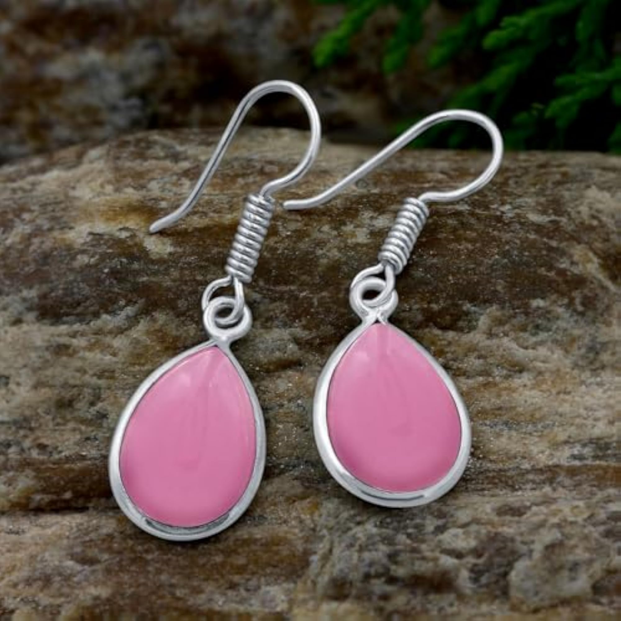 14K Yellow Gold Plated & Silver Plated Natural Gemstone Dangle Earrings