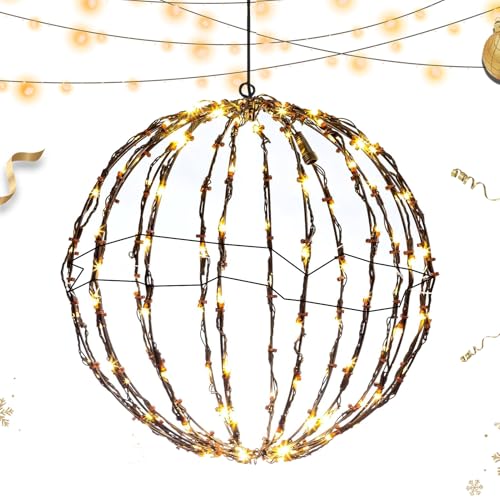 Sphère Lumineuse LED,Pliable Décorations Noël Boule à LED | Décoration Fête Arbre Intérieur Extérieur Jardin Patio Nuit
