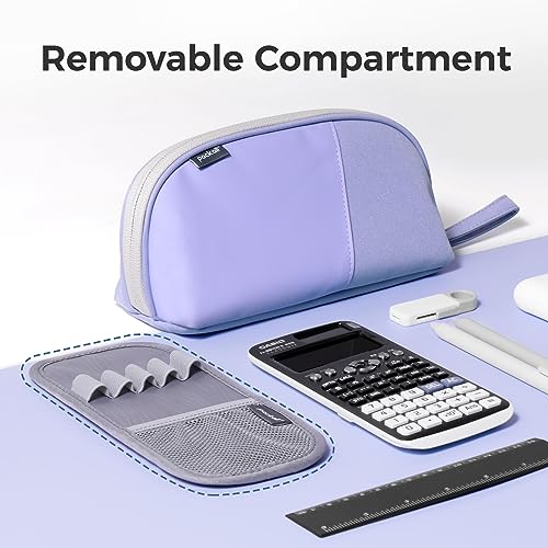 Image of pack all Large Pencil Case, Multi-Compartment Pencil Pouch with Zipper | Large Capacity, Removable Compartment, Durable Fabric, Smooth Zipper, Multi-use for Pens, Stationery & Makeup, Purple