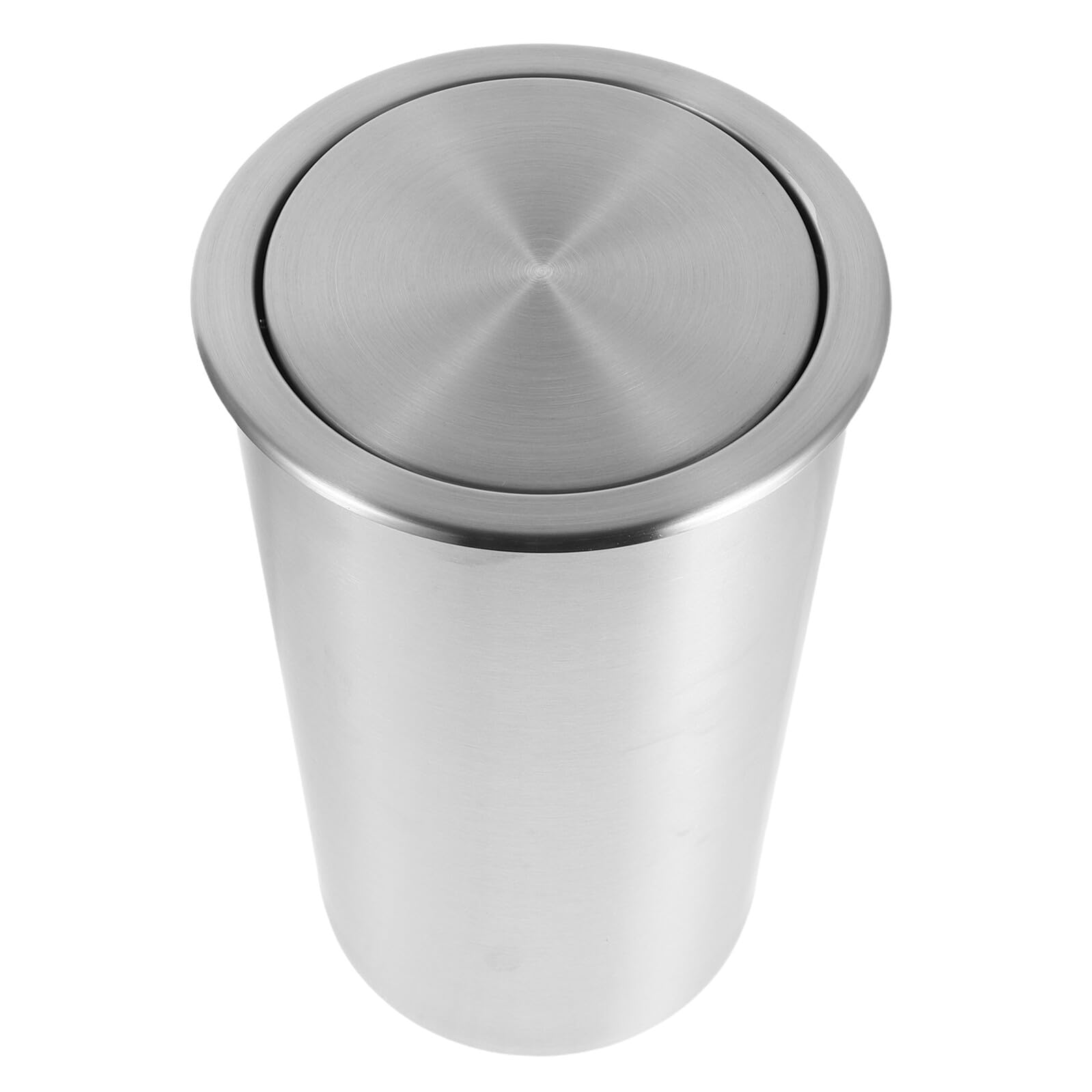 Luxshiny Pattumiera da Incasso per Cucina 5,5l in Acciaio Inossidabile Coperchio Girevole a 360° e Apertura una Mano, Contenitore Spazzatura Rotondo per Cucina e Ufficio