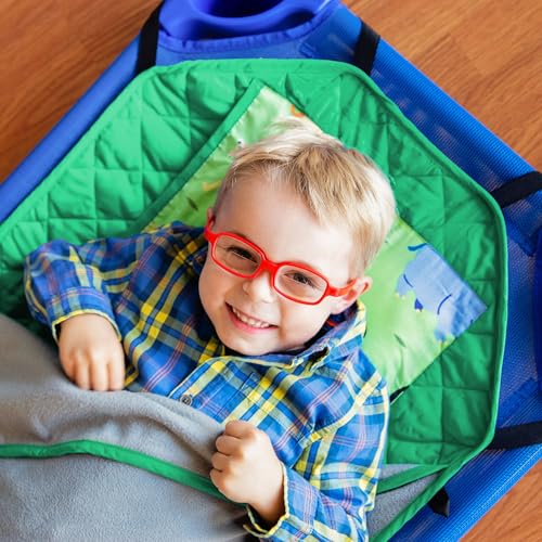 Image of Wildkin Modern Kids Nap Mat with Pillow for Boys & Girls - Cotton Blend, Elastic Straps, Toddler Sleep Mat for Daycare, Preschool, Kindergarten & Travel, Ages 3-7, Machine Washable - Wild Animals