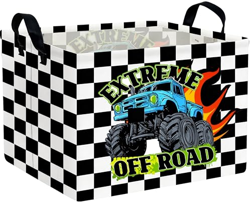 Image of Rectangle Kids Baskets Car Basket Cute Storage Bin Organizer Boys Box for Room Decor Gift Basket(Racing car)