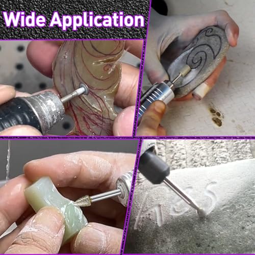 12 Stück Diamant Fräser Set Körnung 120, Diamant Frässtifte Schleifstifte Kompatibel mit Dremel Rotary Tool mit 1/8 Schaft Passform für Stein Glas Keramik Schnitzen,Schleifen,Polieren,Gravieren