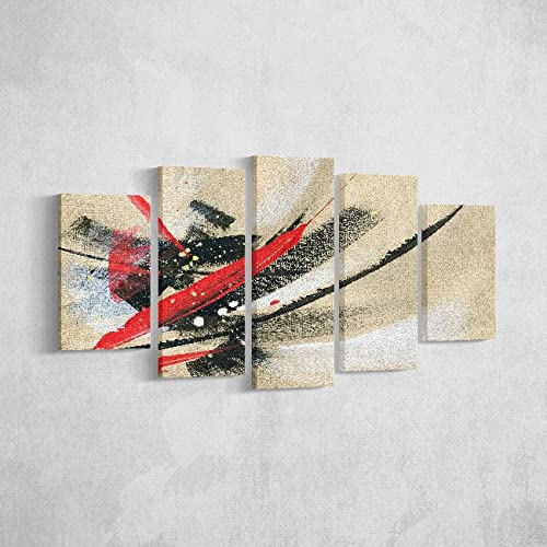 Tableau abstrait pour grand mur vide ensemble 5 pièces colorées Homemania 100cm