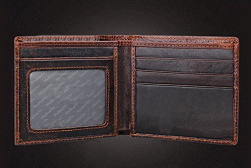 Mens Brown Genuine Leather Wallet with Credit Card Holder Dragon Pattern S2