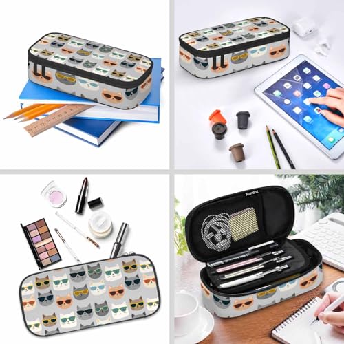 Image of Kitty Cat Pencil Case Funny Animal Pet Comic Cartoon Pencil Bag Pouch Box Organizer for College School Students Boy Girl
