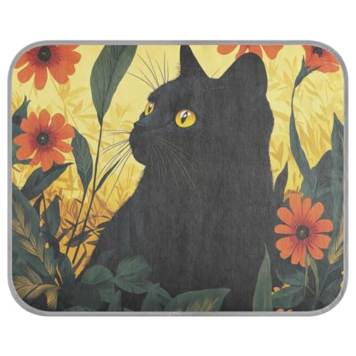 siphylline Black Cat Flowers Summer Summer Cooling mat for Dogs Self Cooling cat mat for cat Sleeping Essentials Camas frias para Perros S