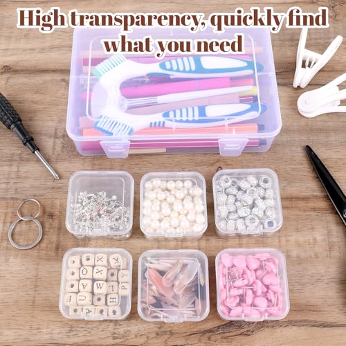 Image of Bead Organizers and Storage, 7 Pcs Clear Small Plastic Box Portable Bead Storage Containers with Lid Rectangular Jewelry Organizer Box for DIY Crafts, Necklace, Bracelet, Earring, Nails, Small Parts
