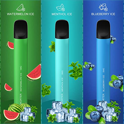 Smorter E Zigarette, 5 Stücke Einweg Vape E Zigarette, 450mAH E Zigarette mit Fruchtgeschmack, ohne Nikotin(Eis Wassermelone+Eis Blaubeere+Eis Erdbeere+Eis Minze+Eis Zitrone Geschmack) – Bild 3