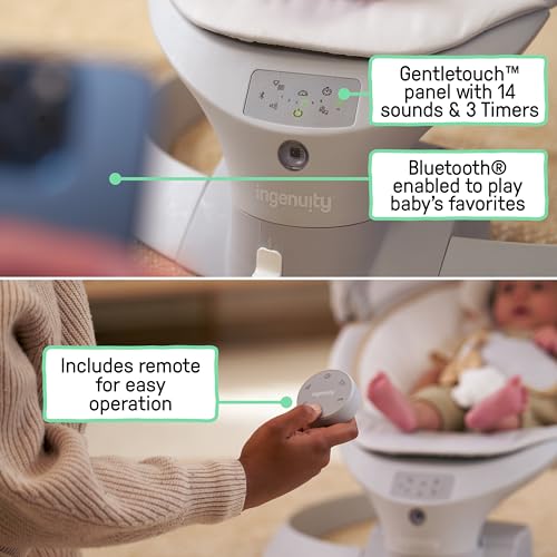 Ingenuity Inlighten Bounce & Sway Baby Swing, Newborn to 9 Months, Pebble - image 4