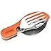 KALREDE Reusable Folding Camping Utensils Cutlery Set 4-in-1 Stainless Steel Camping Fork Knife Spoon Bottle Opener Set- Detachable Camping Flatware Silverware Set(Orange)