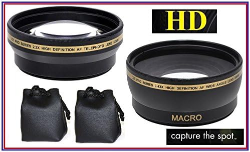 2-Pcs Pro HD Lens Telephoto + Wide Angle for Panasonic Lumix DMC-FZ300 DMC-FZ200