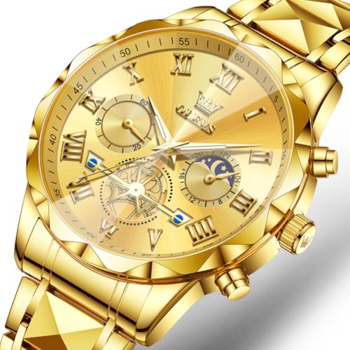 Image of OLEVS Watches for Men Chronograph Business Dress Large Face Mens Wristwatch | Stainless Steel Strap, Luminous, 30M Waterproof, Multifunction,Watch Gift for Men