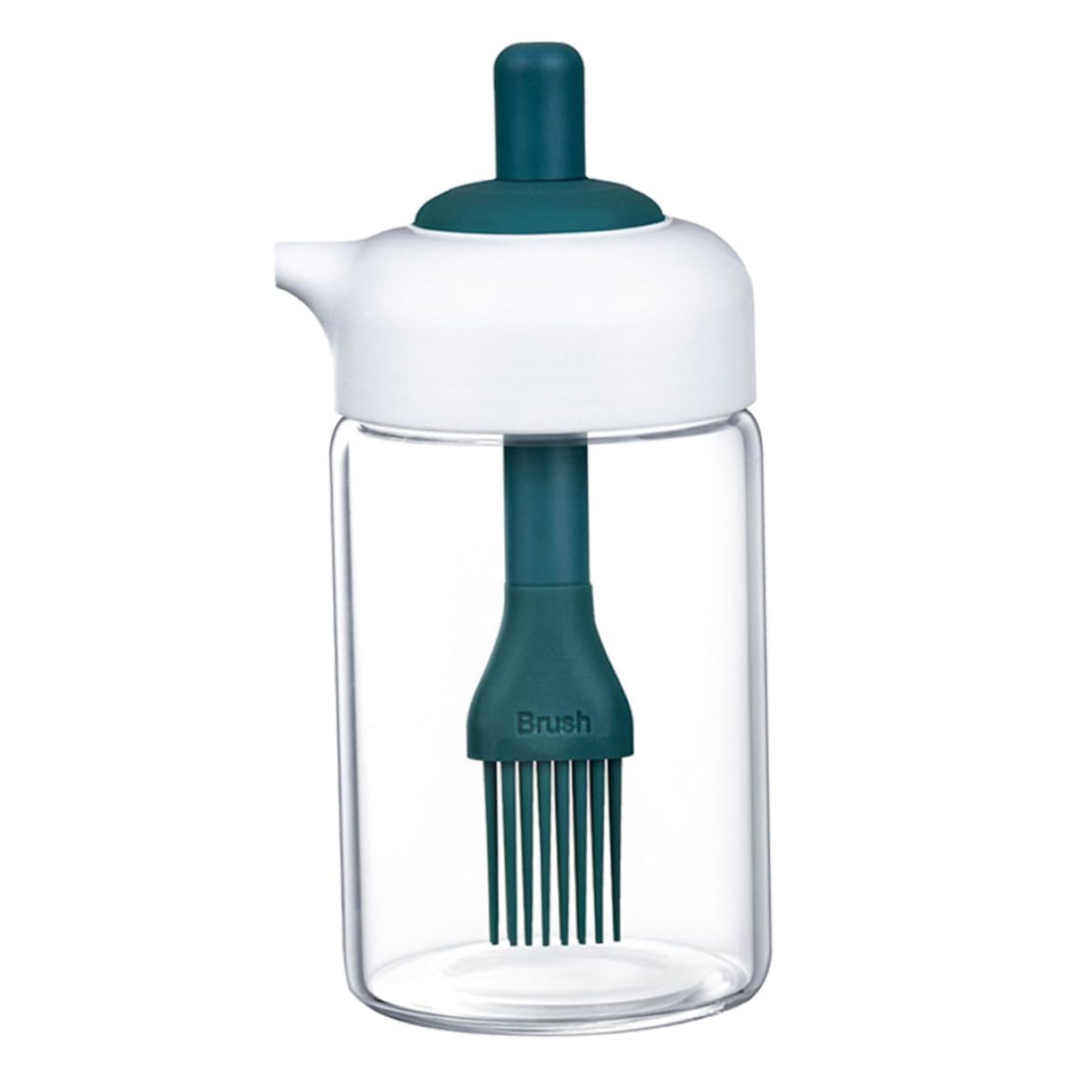 MYXJX oil dispenser, Glass Oil Dispenser Bottle with Brush Press Top Vinegar and Can for Cooking and Barbecue Leak Opening