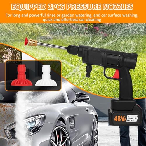 Image of 48Vf Cordless Portable Wireless Pressure Washer Gun High Pressure Water Gun for Car Wash Bike Washing Cleaning | Adjustable Nozzle and 5M Hose Pipe (Double Battery)