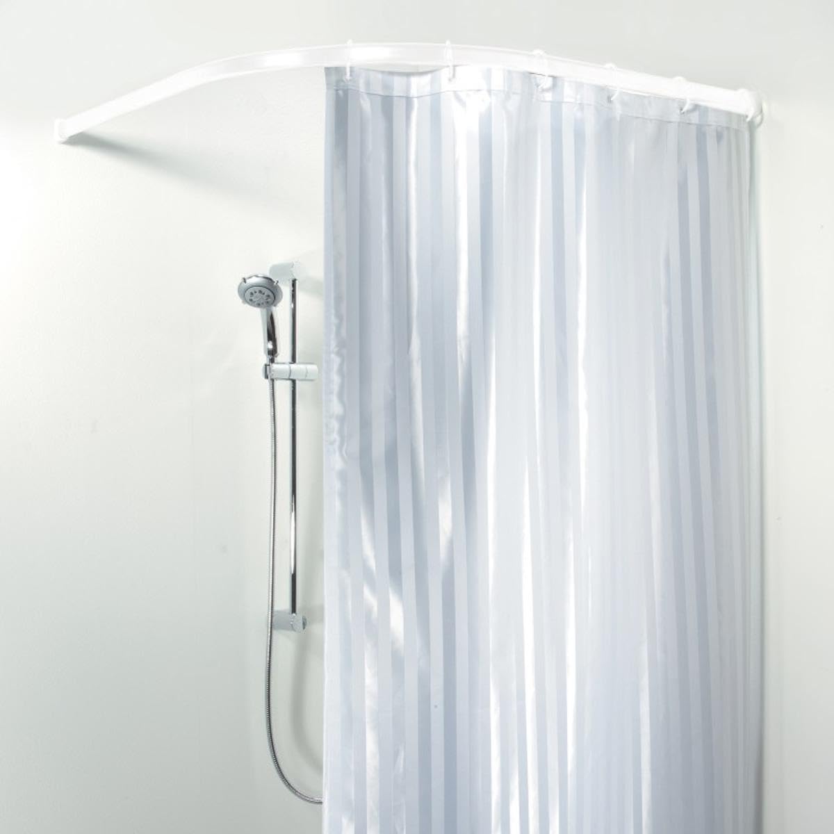 Spirella Teleskopstange Rondo | Duschvorhangstange | verstellbar, sicherer Halt zum Schrauben| als Duschstange, Kleiderstange | Weiß 90 x 90 cm, Radius 45, One Size