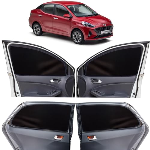 Image of OTO2EYE Car Sun Shade Compatible for Honda WRV Model-2017 to 2019, Z-Black Super Magnetic Grip, Front Window Zipper, Side Window Curtains, 4 Pieces Set