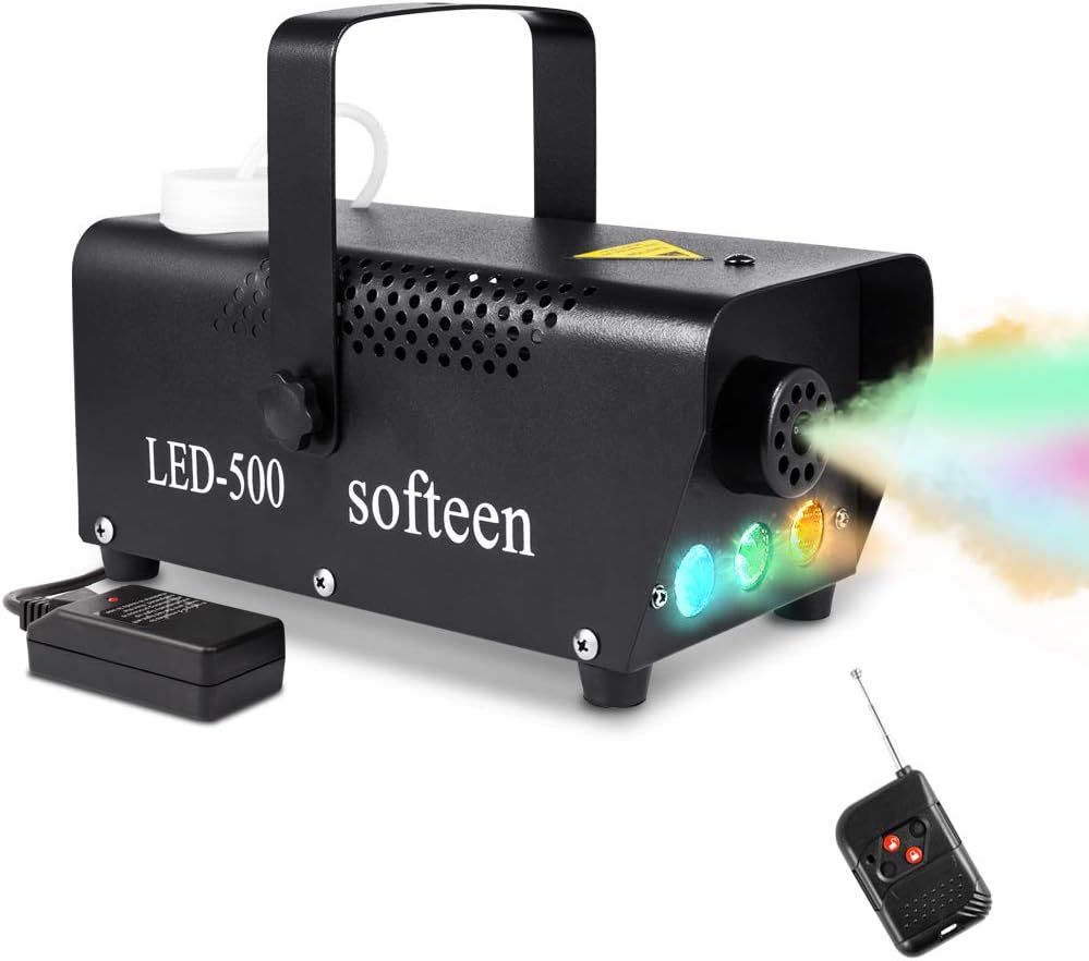 Fog Machine with LED Lights in Red, Blue, Green, softeen Portable 3