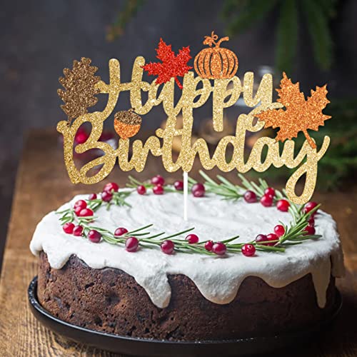 Glitter Pumpkin Happy Birthday Cake Topper Thanksgiving Birthday Cake Topper Fall Happy Birthday Cake Topper Fall Birthday Party Decorations Thanksgiving Birthday Decorations #TOP1