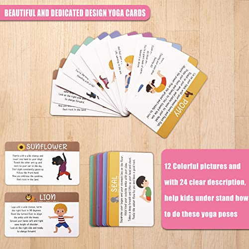 Garybank Kids Yoga Mat With 12 Learning Cards Pink Unicorn Yoga Mat For Girls Non-Slip Non-Toxic Gymnastics Mats Yoga Carrier Bag, Thick Workout Equipment For Kids, 60''Lx 24''Wx 6Mm #TOP5