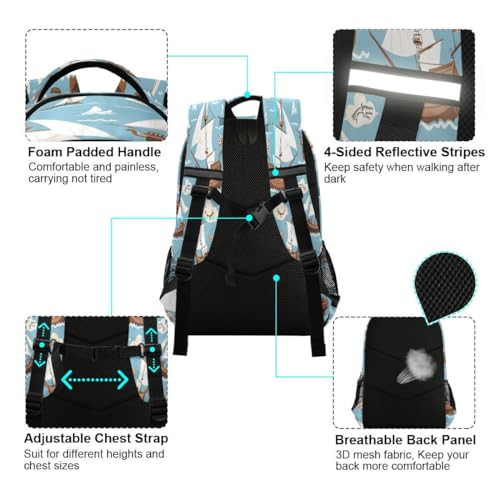 ALAZA Pirate Ship Ocean Blue Backpack School Bag Daypack Bookbag Casual Travel Laptop Bags for Middle High School Teen Boys Girls4