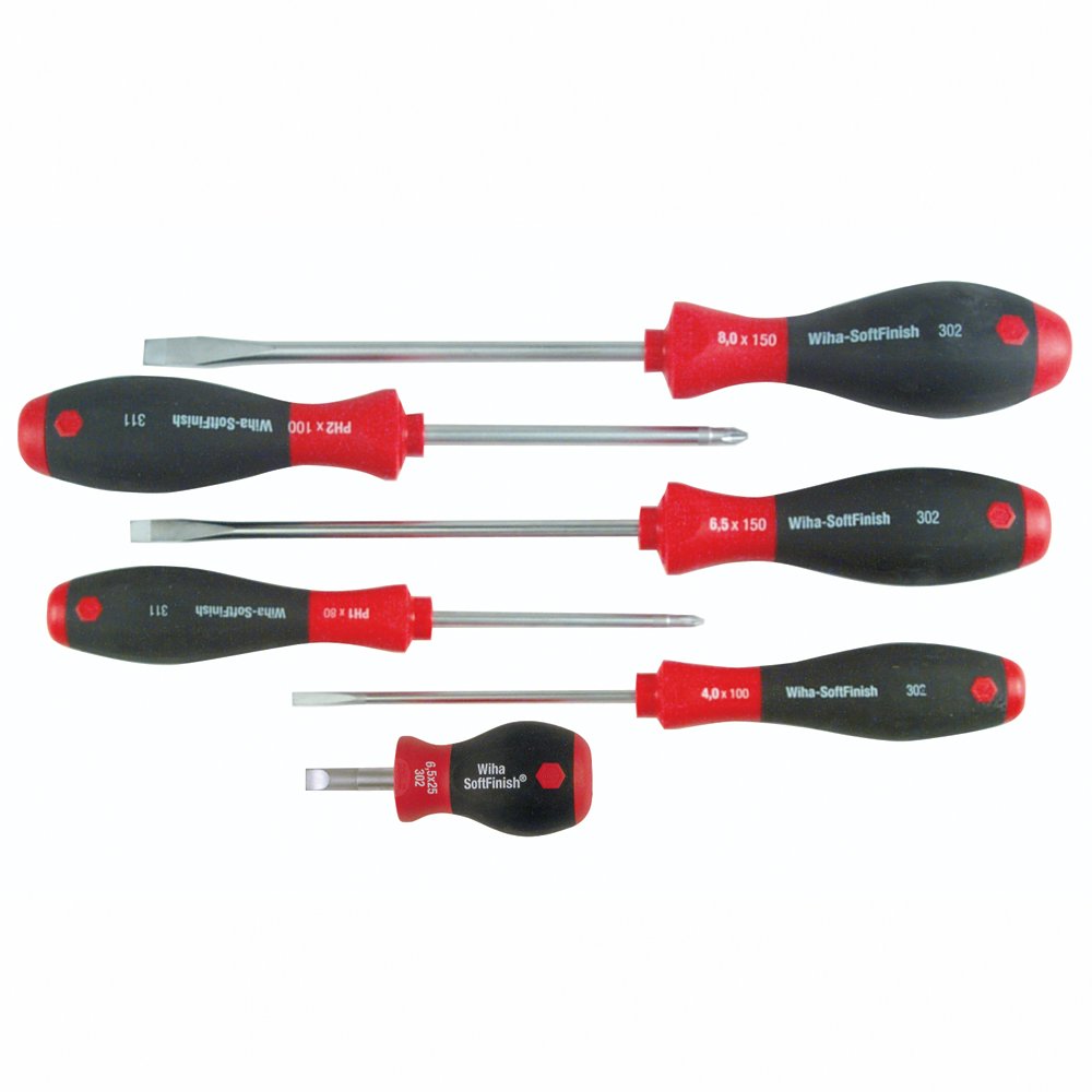 Wiha 30294 6-Piece Slotted and Phillips Screwdriver Set with Soft Finish Handle