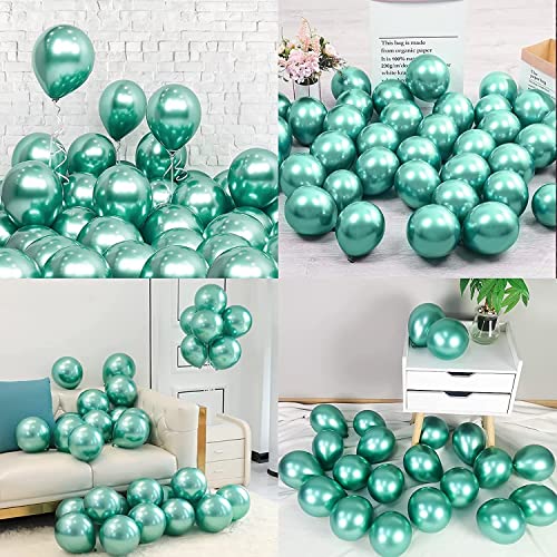 Image of 50pcs Green Chrome, Gold Chrome and White Balloons for Birthday Decorations, Anniversary, Engagement, Wedding Decorations, Baby Shower, Festival Party Decorations (50 Pcs, Green Gold Ch)