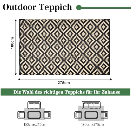 Tapis d'extérieur résistant aux intempéries 180x275cm en plastique imperméable - 3