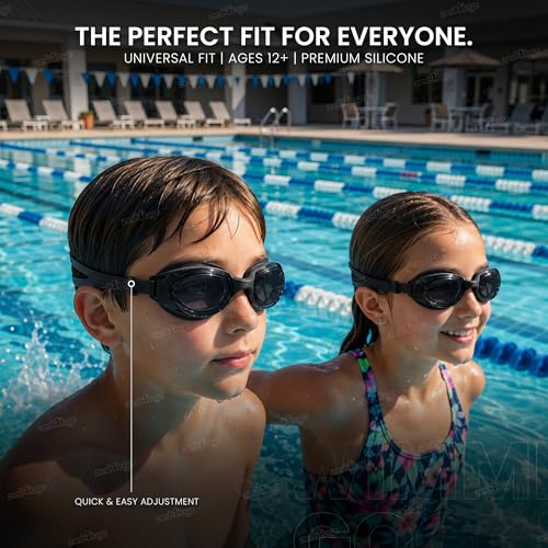 Image of Zest 4 Toyz Swimming Goggles for Kids and Adults with Adjustable Strap Anti-Fog UV Protection Lens Air Tight Comfortable Silicone Frame for Swimming Pool - Black