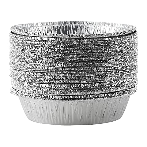 VKTY 7 Inch Tin Foil Baking Cup, 50PCs Round Aluminum Tin Foil Baking Bowl, Thickened Tin Foil Baking Cup, Universal Tin Foil Bowl for Cake Roasting, Silver Cover