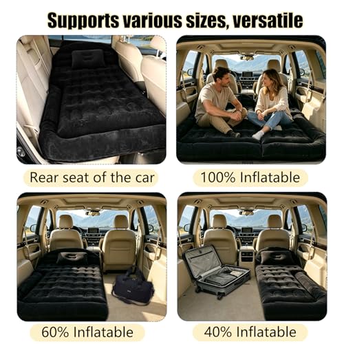 Icelus Auto Matratze SUV Luftmatratze with Luftpumpe 175 * 130 * 15 cm Aufblasbare Camping Kombi Luftbett für Auto Rücksitz Dickere Kofferraum Matratze Bett für Camping Outdoor Traveling