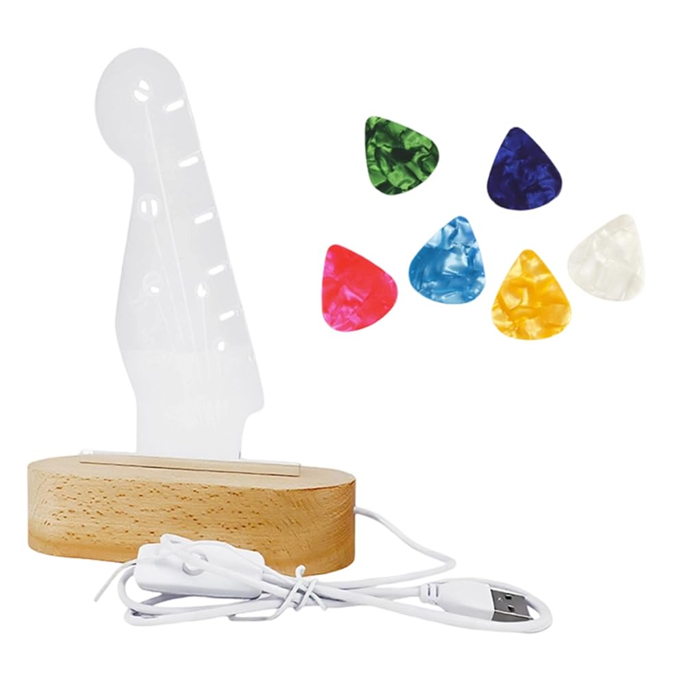 Aundhegrtt Electric Guitar Headstock Shaped Pick Holder Light Up for Pick Storage and Display Guitar Pick Holder