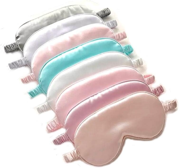 Sleep Mask, Silk Eye Mask for Sleeping Women/Men/Girls, Both Sides, 100% Pure Mulberry Silk, Blackout mask, Anti-Allergy Blindfold with Elastic Strap for Night, Travel, Nap, Meditation (Silver)