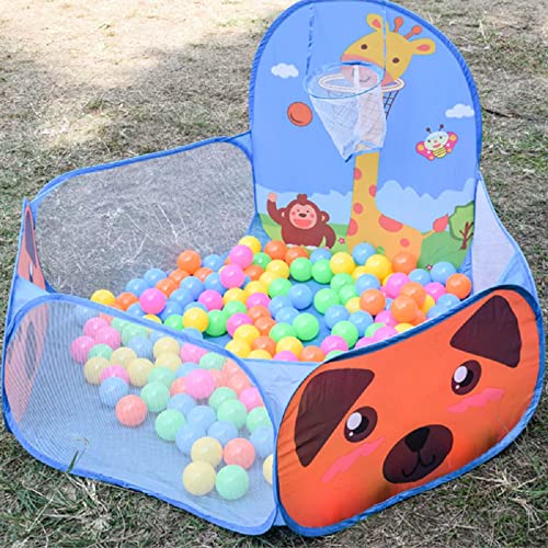 Image of BabyGo Kids Activity Basketball Giraffe Ball Pool for Kids, Play Tent House for 3+ Year Old Girls and Boys, Ball Pit for Kid, Spacious, Lightweight, Portable & Easy to Set Up (Blue) (No Balls)