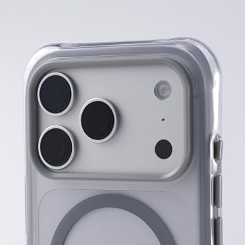 For iPhone Air用透明ヒットカラーマグネット式耐衝撃ケースクリア落下防止ワイヤレス充電保護PCカバー(For iPhone Air用/ホワイト)