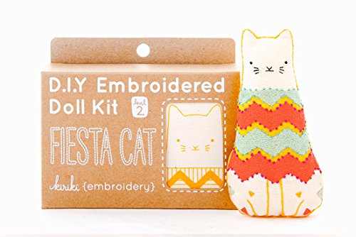 Image of DIY Embroidery Doll Kit by Kiriki Press | 3 Skill Levels - Beginner to Advanced (Fiesta Cat - Level 2)