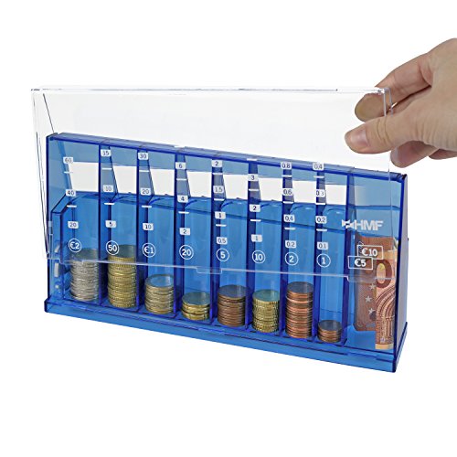 HMF 4710-05 Münzsortierer Euro Spardose 24,0 x 5,0 x 12,0 cm, blau