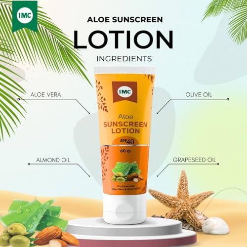 Image of IMC Sunscreen - SPF 40 PA++ Aloe Sunscreen Lotion | For All Skin Types | Protect Skin From Harmful UV Rays (60 g)