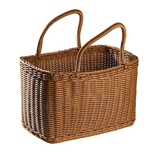 Vaguelly Weidenkorb Mit Henkel Rattan Korb Blumenkorb Picknickkorb Einkaufskorb Obstkorb Brotkorb gewebter Korb Gemüsekorb Blumen Hochzeitskorb Handtasche Korb Geschenkkorb für Hochzeit Tischdeko Cover