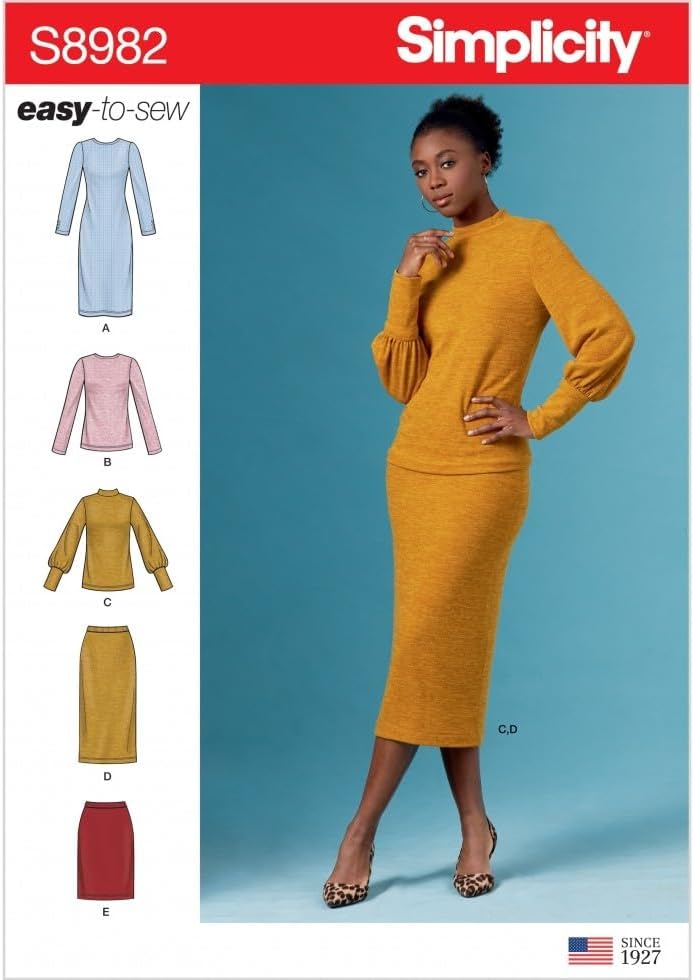 Simplicity Sewing Pattern 8982 Dresses, Tops, Skirts R5 (14-16-18-20-22)