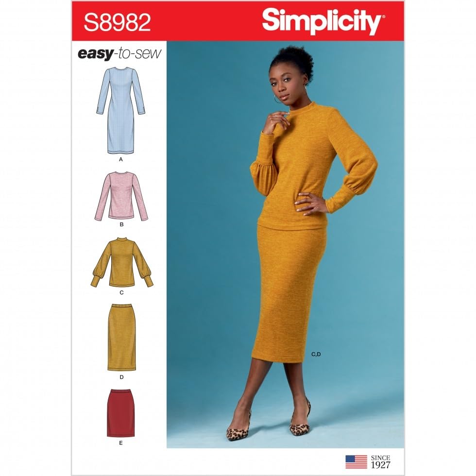 Simplicity Sewing Pattern 8982 Dresses, Tops, Skirts R5 (14-16-18-20-22)