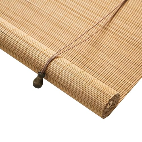85% Blackout Retro Bamboo Blinds for Windows Shutters 50 80 90 100 120 140 150 160 180cm Wide Outdoor Bamboo Roller Blinds Anti-UV for Patio Porch Garden Kitchen Roman Blinds Shades Easy to Install(Ca