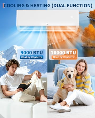 Image of Garvee 9000 BTU Mini Split AC /Heating System, 115V WIFI Enabled, Energy Efficient Wall-Mounted Heat Pump Air Conditioner, Cools Up to 450 Sq.Ft, Complete with Installation Kits