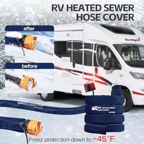 Image of Yurnomy Heated 15FT RV Heated Sewer Hose Cover Avoid Freezing at -20F RV Heated Waste /Sewer Discharge Hose Rv Sewer Hose Storage Bag Packaging（JUST Cover）
