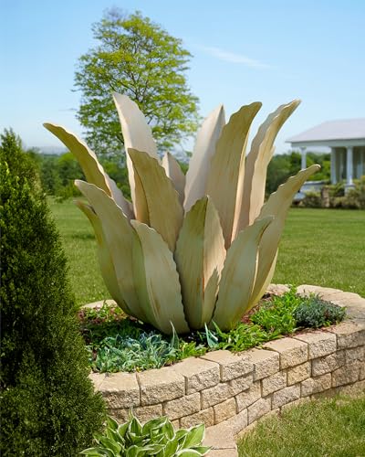 Cyan Oasis Metal Agave Plant Outdoor Decor - 25.5' H Large Hand Painted Desert Themed Garden Sculpture, Weather Resistant Rustic Yard Art for Lawn Patio, Unique Ornament Gift for Home & Garden