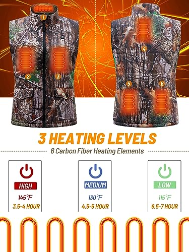 NEW VIEW Women Camo Heated Vest with 10000mAh Battery Pack, USB Charged Warm Heating Vest for Winter Outdoor Hunting, Fishing2