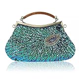 Abendtasche für Damen, Vintage-Stil, Pailletten, Perlen, Abendtasche, Handtasche, Cheongsam-Tasche, Handarbeit, Perlenstickerei, Tasche für Hochzeit, Party, Cocktail, Green-a,