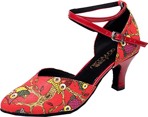 Chaussures de danse bout fermé à motif hibou imprimé et sangle de cheville stable