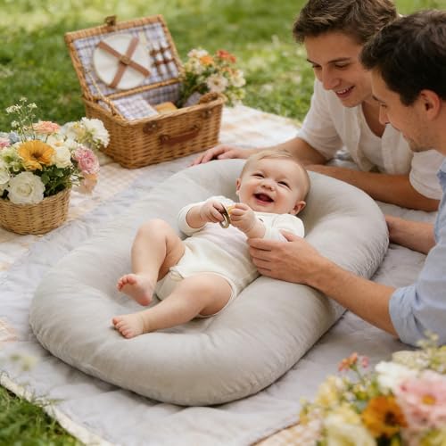Image of Baby Lounger for Newborn 0-24 Months, Portable Nest & Play Mat